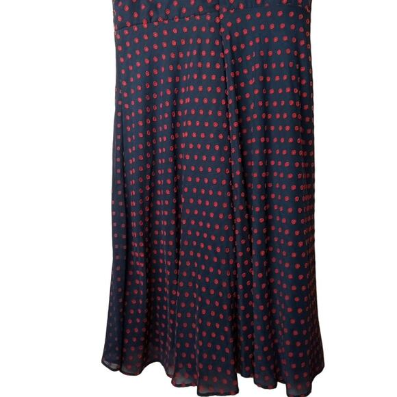 Eva Franco Maryanne Navy Blue Retro Clipdot Ruffle Dress - 2 - Picture 9 of 12